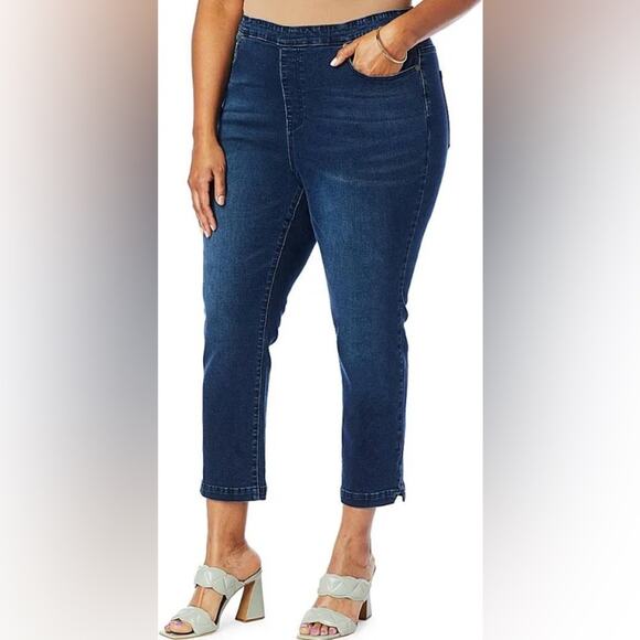 Diane Gilman Pants - DG2 by Diane Gilman New Classic Tall Stretch Split Hem Pull-On Capri Indigo MT